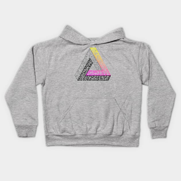 Penrose Triangle (Magenta Yellow Gradient) Kids Hoodie by TRIME